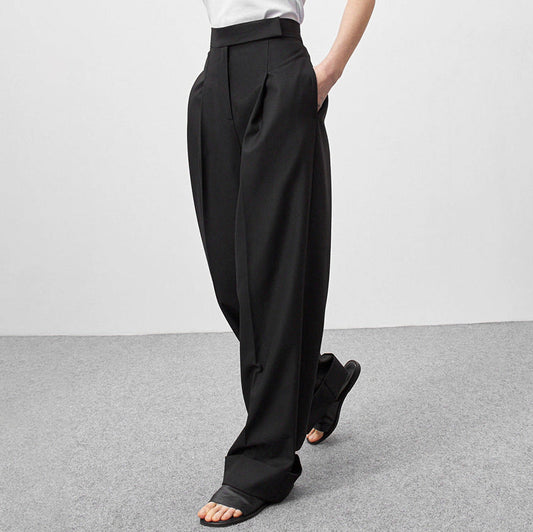 Elegant High Waist Women Wide Leg Pants-Pants-Khaki-S-Free Shipping Leatheretro