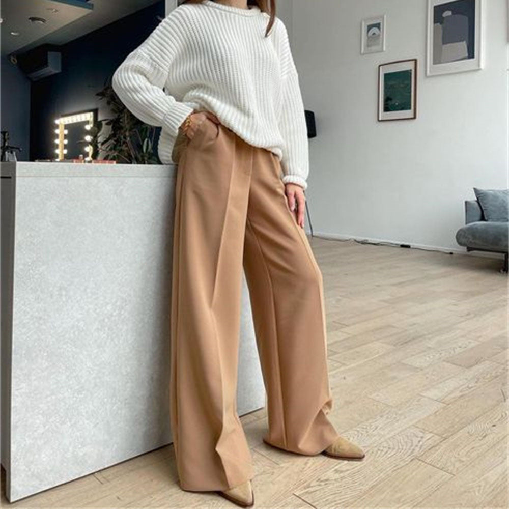 Casual High Waist Women Wide Legs Pants-Pants-Purple-S-Free Shipping Leatheretro