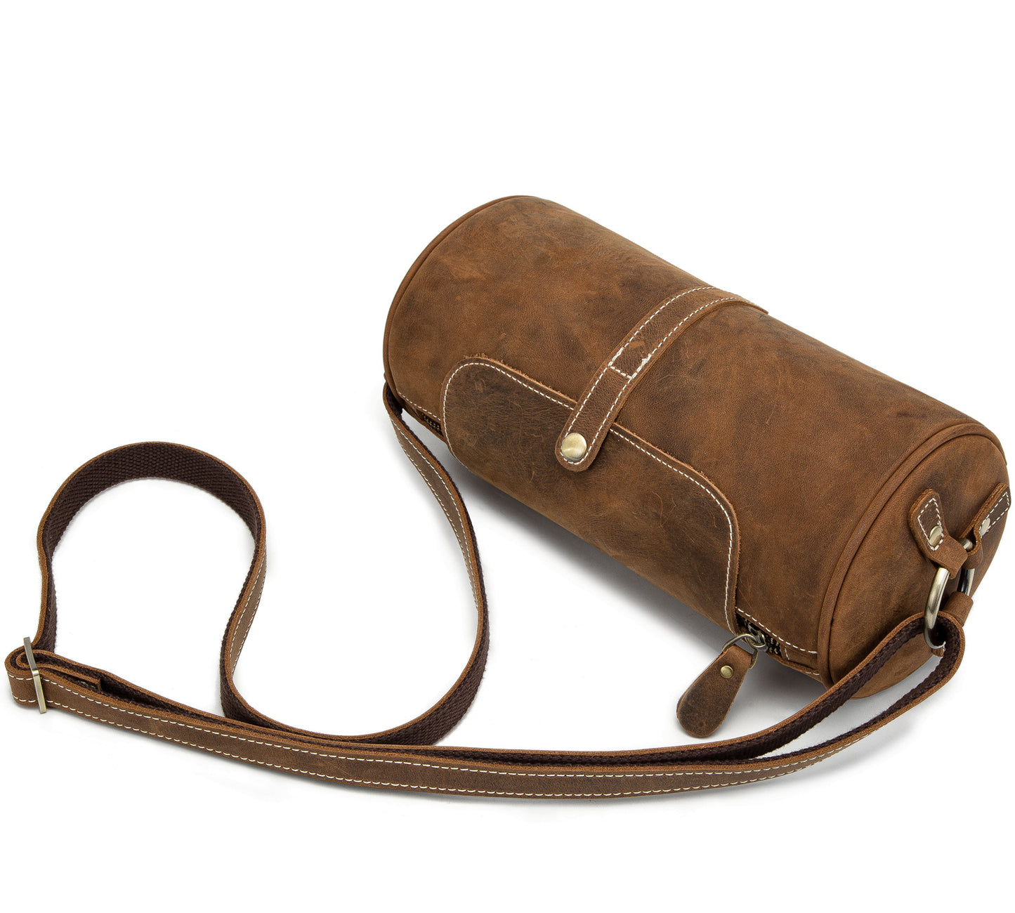 Fashion Samll Leather Barrel Bag XY001-Leatehr Barrel Bag-Dark Brown-Free Shipping Leatheretro