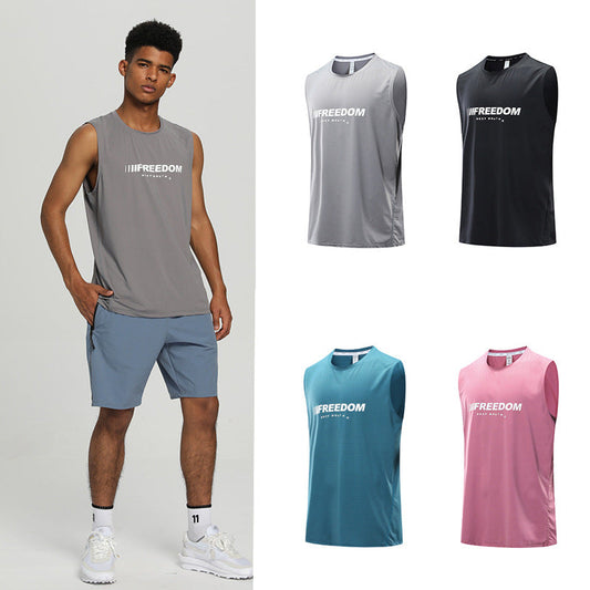 Sports Quick Drying Men Sleeveless T Shirts-Shirts & Tops-Gray-L-Free Shipping Leatheretro