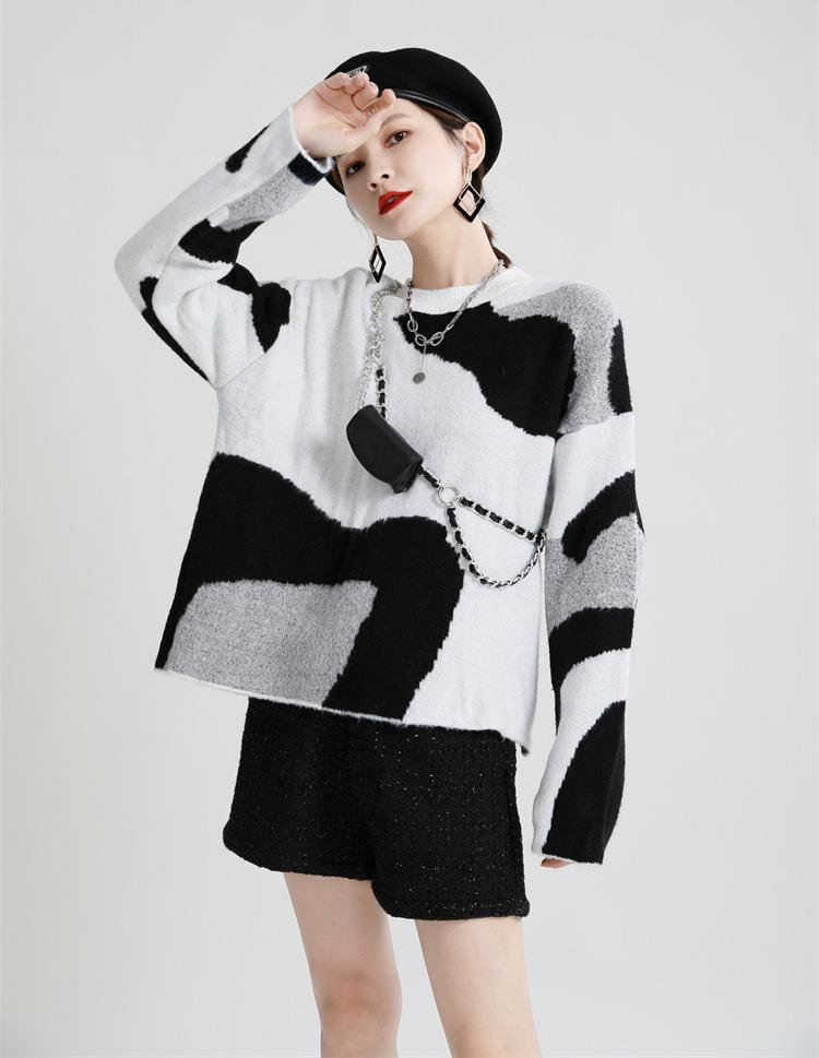 Casual Cow Round Neck Knitting Women Sweaters-Women Sweaters-The same as picture-One Size-Free Shipping Leatheretro