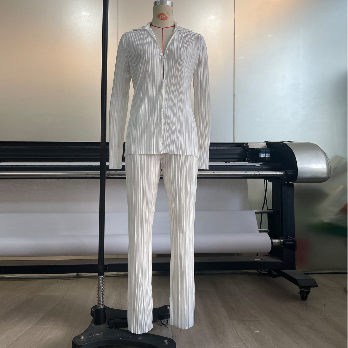 Casual Summer Long Sleeves Shirts and Pants Sleepwear-Suits-White-S-Free Shipping Leatheretro