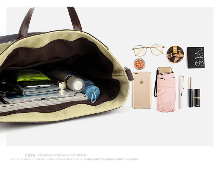 Rainbow Striped Design Canvas Tote Bags for Women 1660-Handbags-The same as picture-Free Shipping Leatheretro