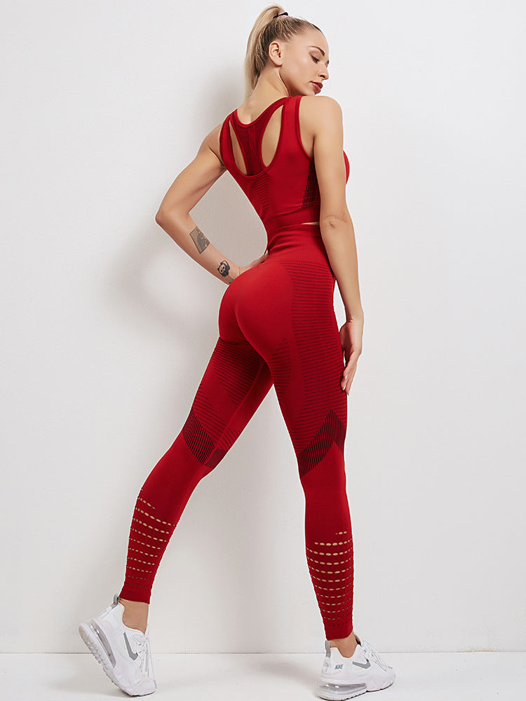 Sexy Running Tank Tops & Yoga Leggings-Activewear-Red-S-Free Shipping Leatheretro