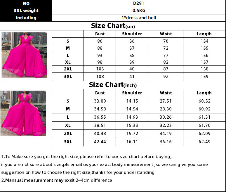 Sexy Plus Sizes Jumpsuits with Belt for Women-Jumpsuits & Rompers-Rose Red-S-Free Shipping Leatheretro