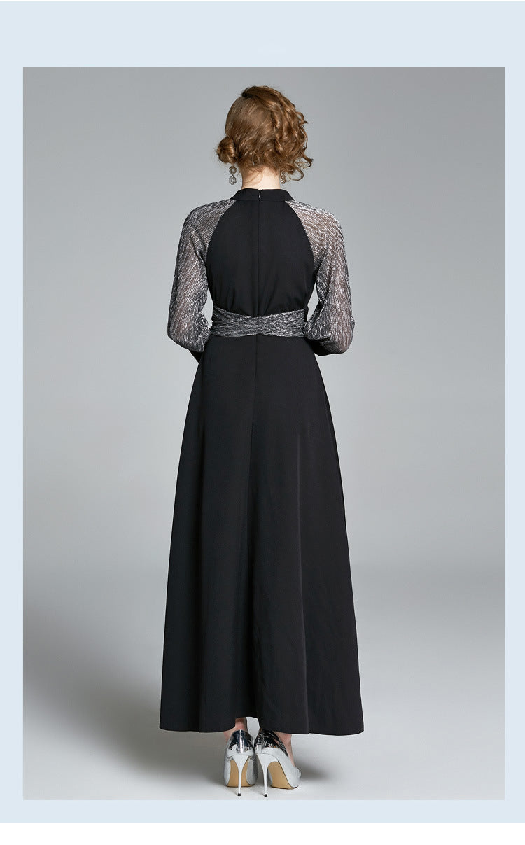 Elegant Office Lady Black Long Dresses-Dresses-Black-S-Free Shipping Leatheretro