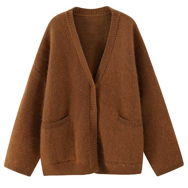 Vintage Knitted Cardigan Sweaters for Women-Coats & Jackets-Orange-One Size-Free Shipping Leatheretro