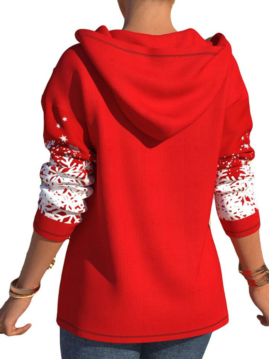 Christmas Red Snowma Zipper Hoodies-Shirts & Tops-Red-S-Free Shipping Leatheretro