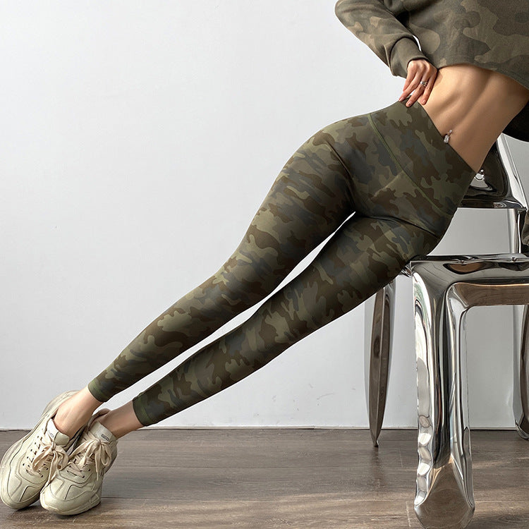 Women High Waist Running Yoga Leggings-Pants-Camouflage-S-Free Shipping Leatheretro