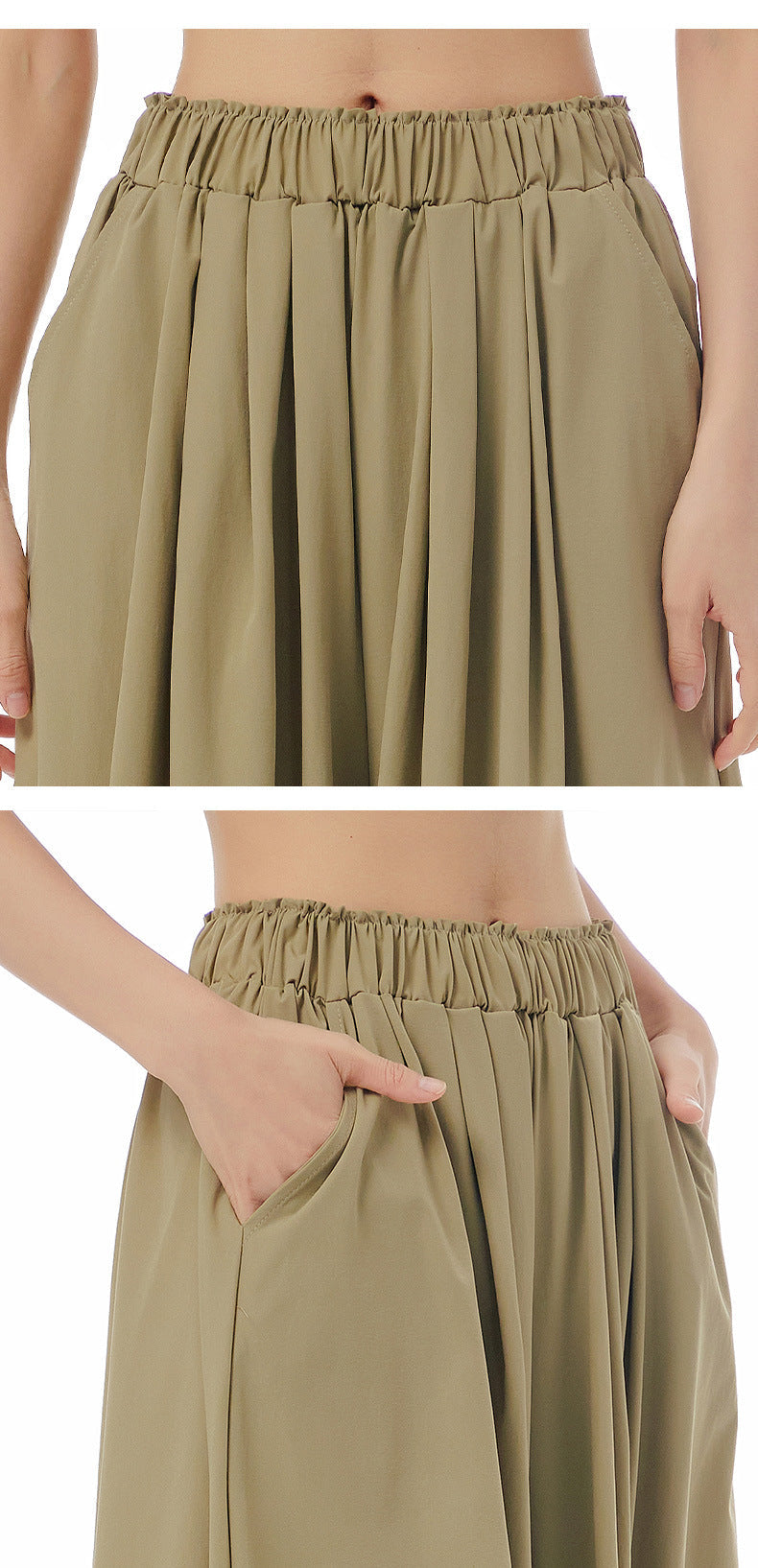 Summer Casual Plus Sizes Wide Legs Pants-Pants-Khaki-One Size-Free Shipping Leatheretro