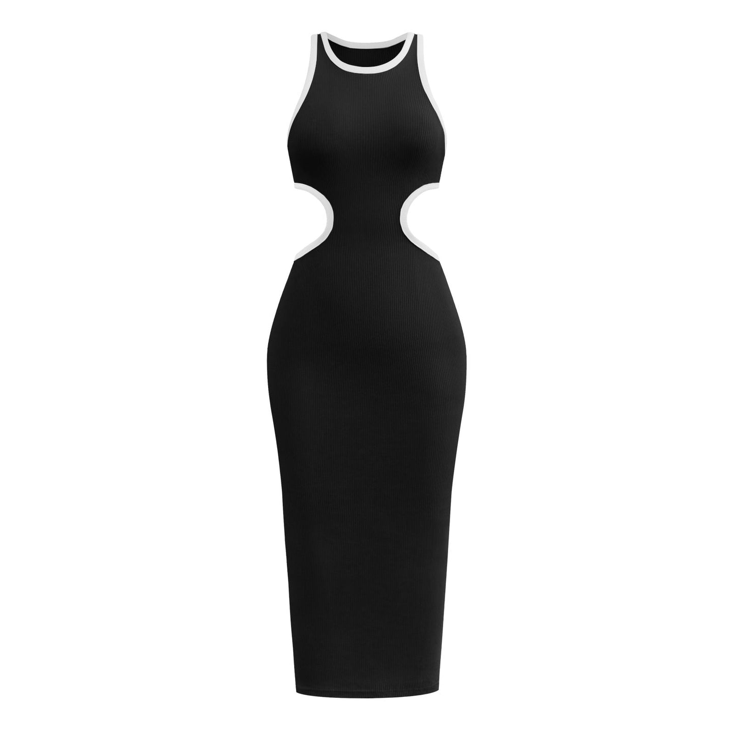 Sexy Backless Knitted Sheath Midi Dresses-Dresses-Black-S-Free Shipping Leatheretro