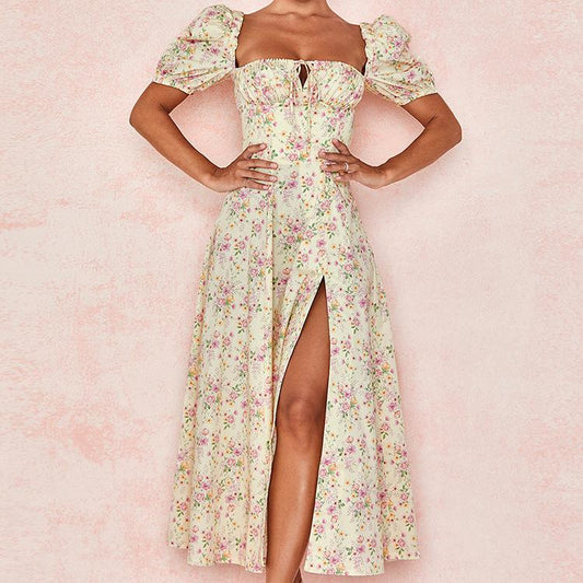 Summer Short Sleeves Floral Dresses-Maxi Dresses-1-S-Free Shipping Leatheretro