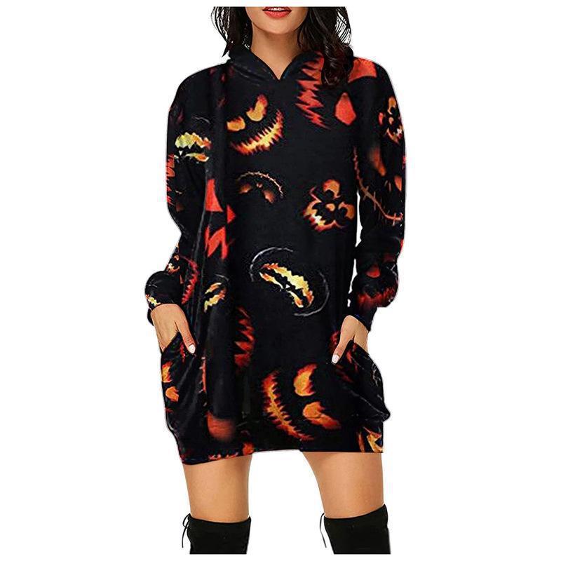 Happy Halloween Plus Sizes Women Hoodies-Shirts & Tops-Red Black-S-Free Shipping Leatheretro