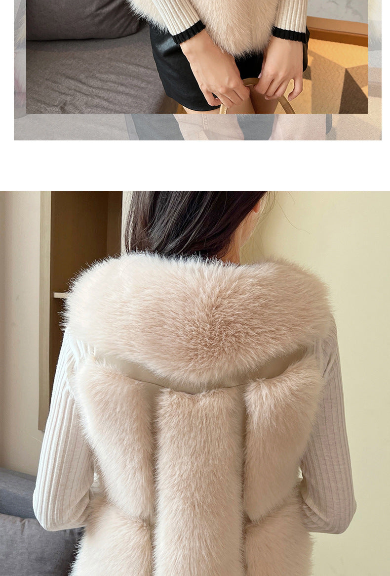 Winter Man Made Fox Fur Short Top Vest for Women-vest-米色（口袋盖马甲）-S-Free Shipping Leatheretro