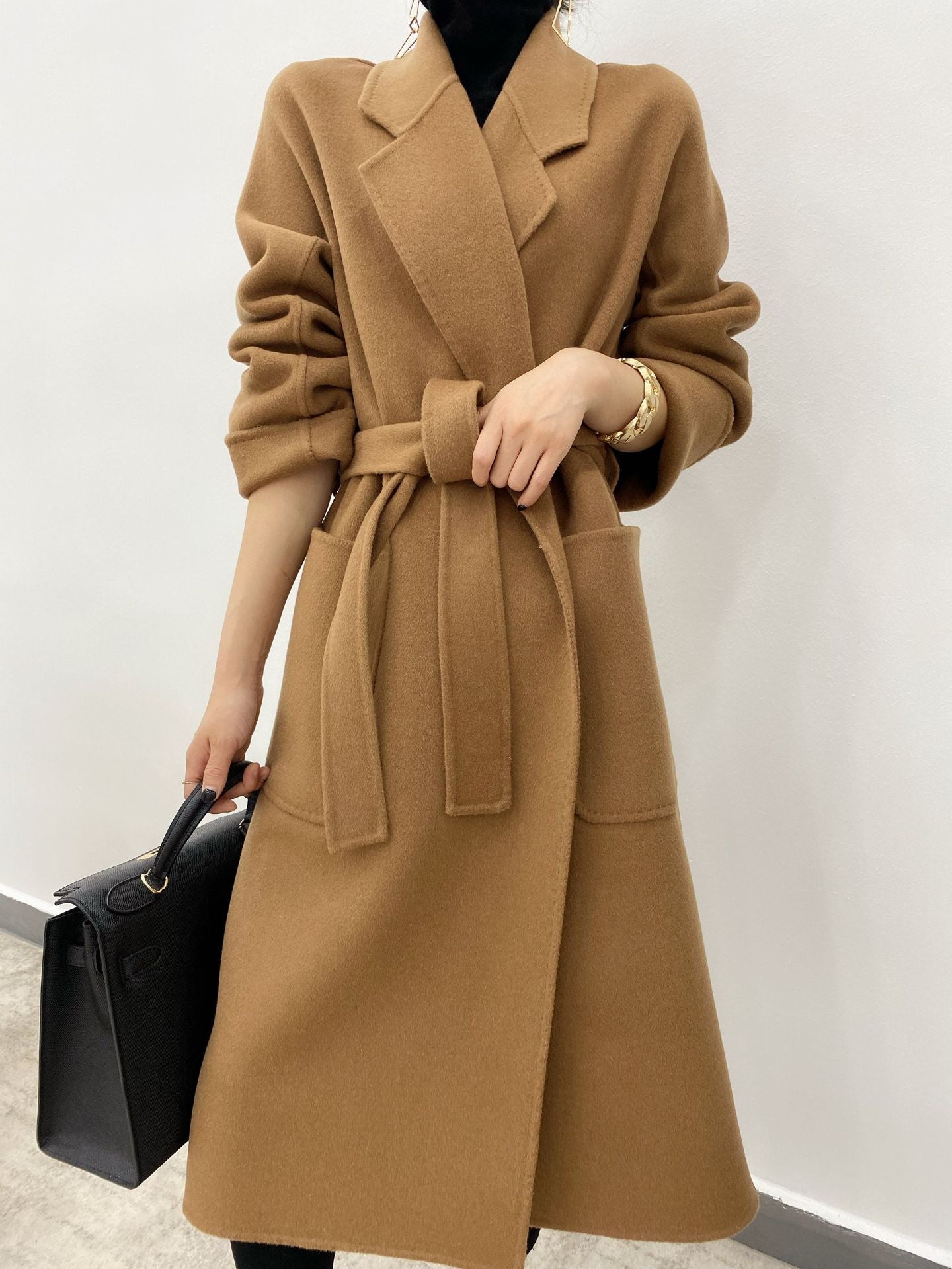 Luxury Designed Winter Woolen Overcoats for Women-Outerwear-Black-S-Free Shipping Leatheretro