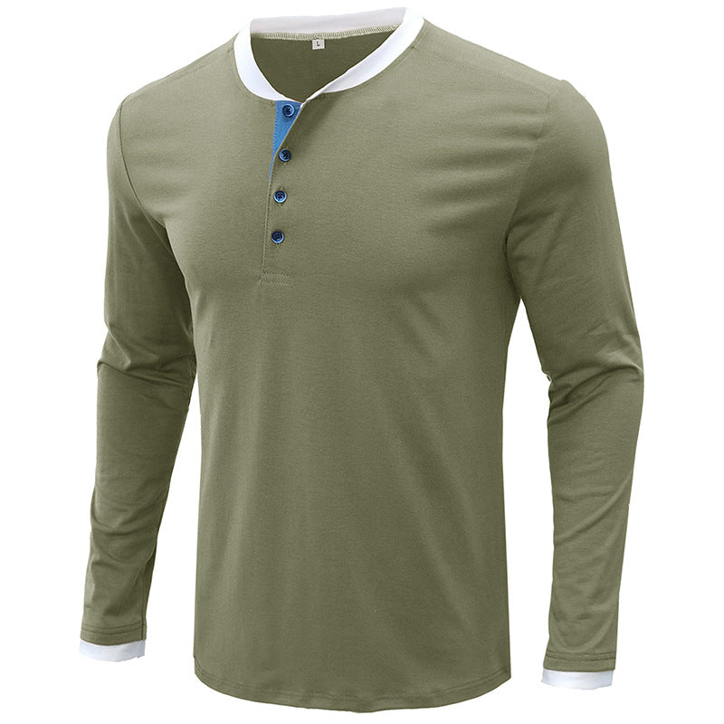 Leisure Fall Long Sleeves T Shirts for Men-Shirts & Tops-Green-S-Free Shipping Leatheretro