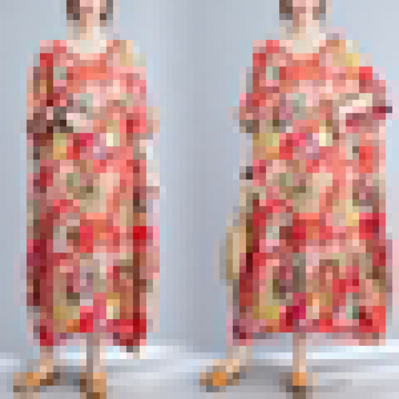 Casual Floral Print Red Plus Sizes Maxi Dresses-Dresses-Red-One Size-Free Shipping Leatheretro