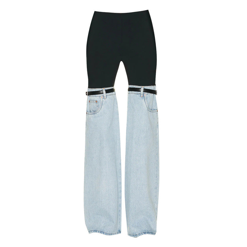 Designed High Waist Denim Wide Legs Pants-Pants-The same as picture-S-Free Shipping Leatheretro