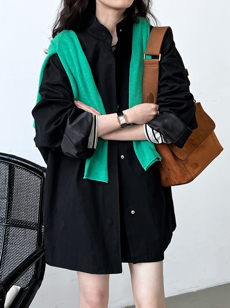 Fashion Stand Collar Oversize Coats-Coats & Jackets-Black-M-Free Shipping Leatheretro