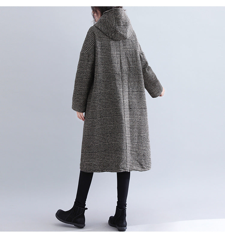 Casual Woolen Plus Sizes Women Overcoats-Outerwear-Black-M-Free Shipping Leatheretro