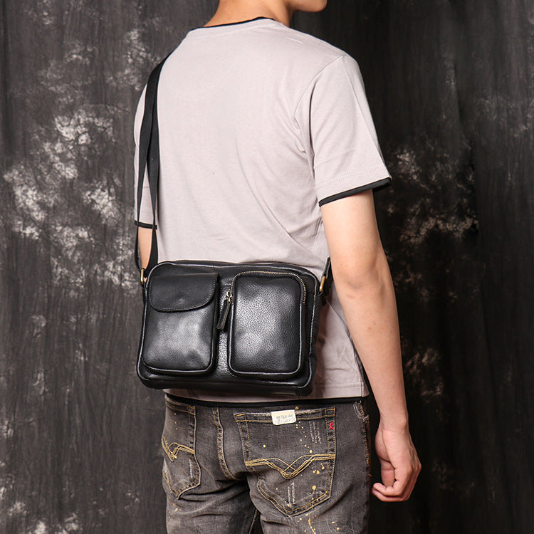 Calf Leather Bags for Men 108-Handbags, Wallets & Cases-Black-Free Shipping Leatheretro