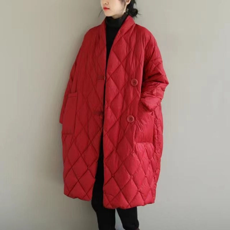 Light Weighted Women Plus Sizes Down Coats-Coats & Jackets-Red-L-Free Shipping Leatheretro