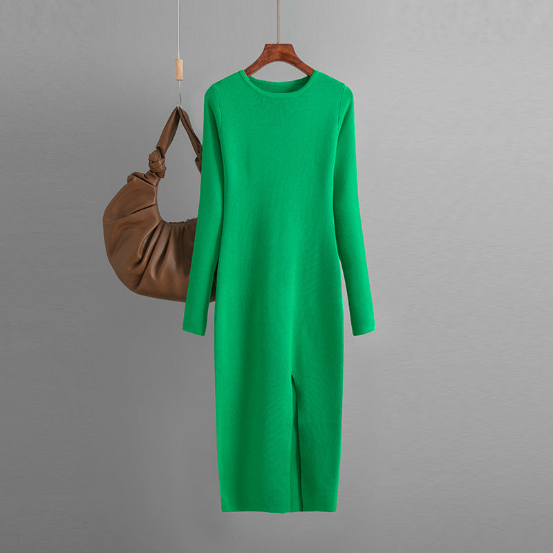 Sexy Knitted Long Bodycon Dresses-Dresses-Green-One Size-Free Shipping Leatheretro