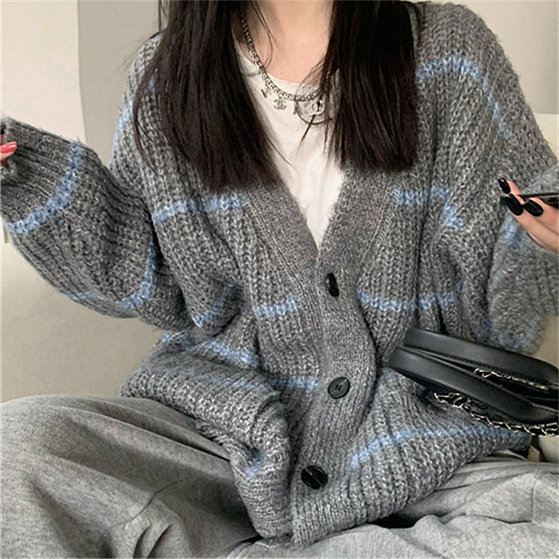 Fashion Long Sleeves Knitted Cardigan Coats-Shirts & Tops-Gray-One Size-Free Shipping Leatheretro