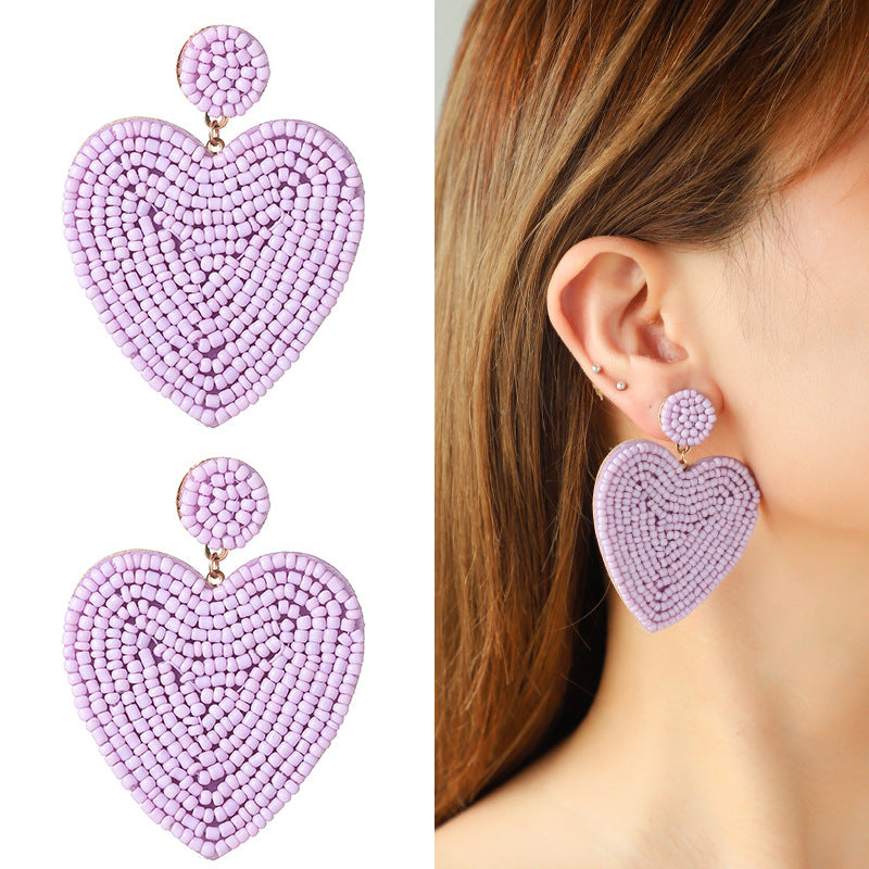 Fashion Beaded Heart Design Earrings-Earrings-DNXE05931-8-Free Shipping Leatheretro