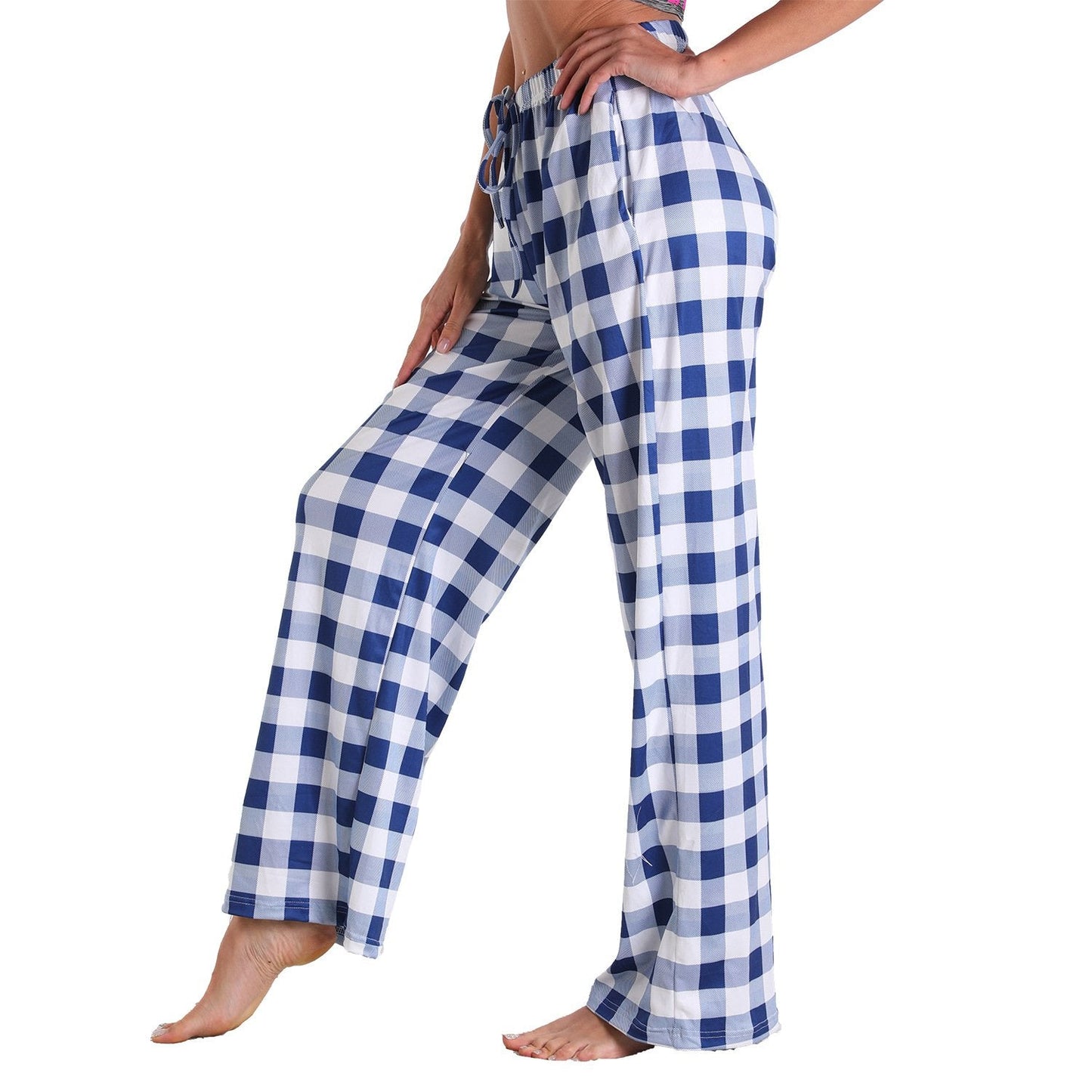 Causal Plaid Women Pajamas Pants Elastic Cord-Pajamas-3011-S-Free Shipping Leatheretro