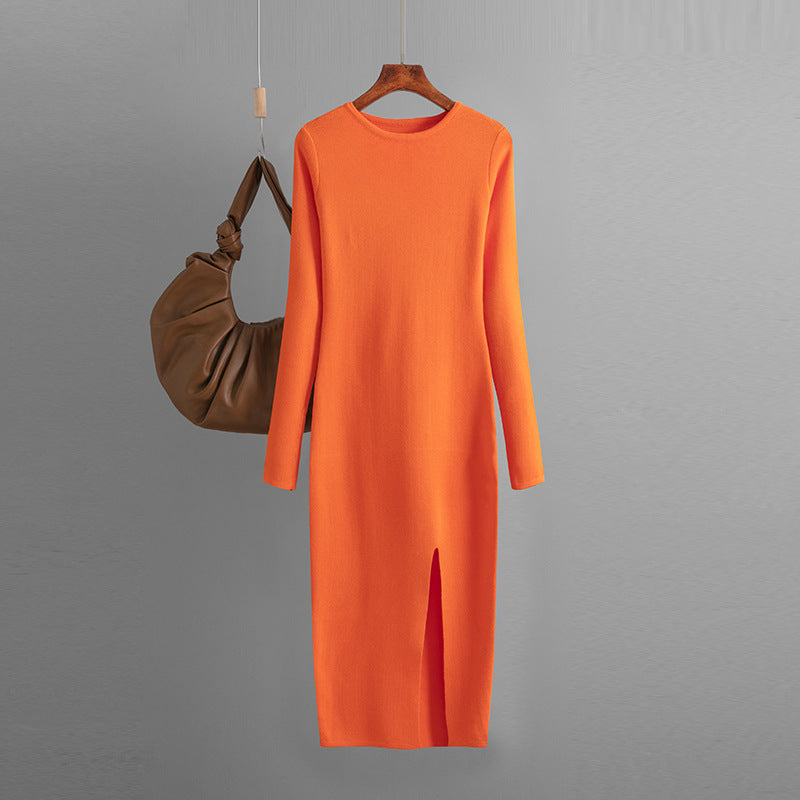 Sexy Knitted Long Bodycon Dresses-Dresses-Orange-One Size-Free Shipping Leatheretro