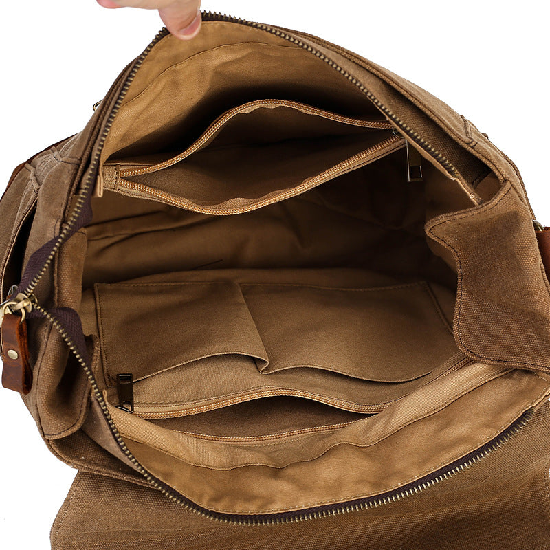 Retro Leather Canvas Business Bags for Men-Backpacks-Black-Free Shipping Leatheretro