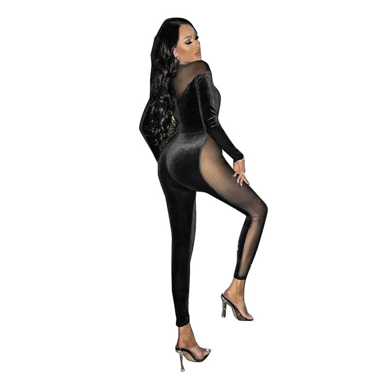 Sexy See Through Black Jumpsuits-Jumpsuits & Rompers-Black-S-Free Shipping Leatheretro
