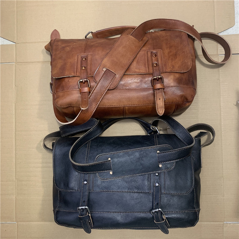 Retro Men's Casual Leather Messenger Bags X007-Leather bags for men-Black-Free Shipping Leatheretro