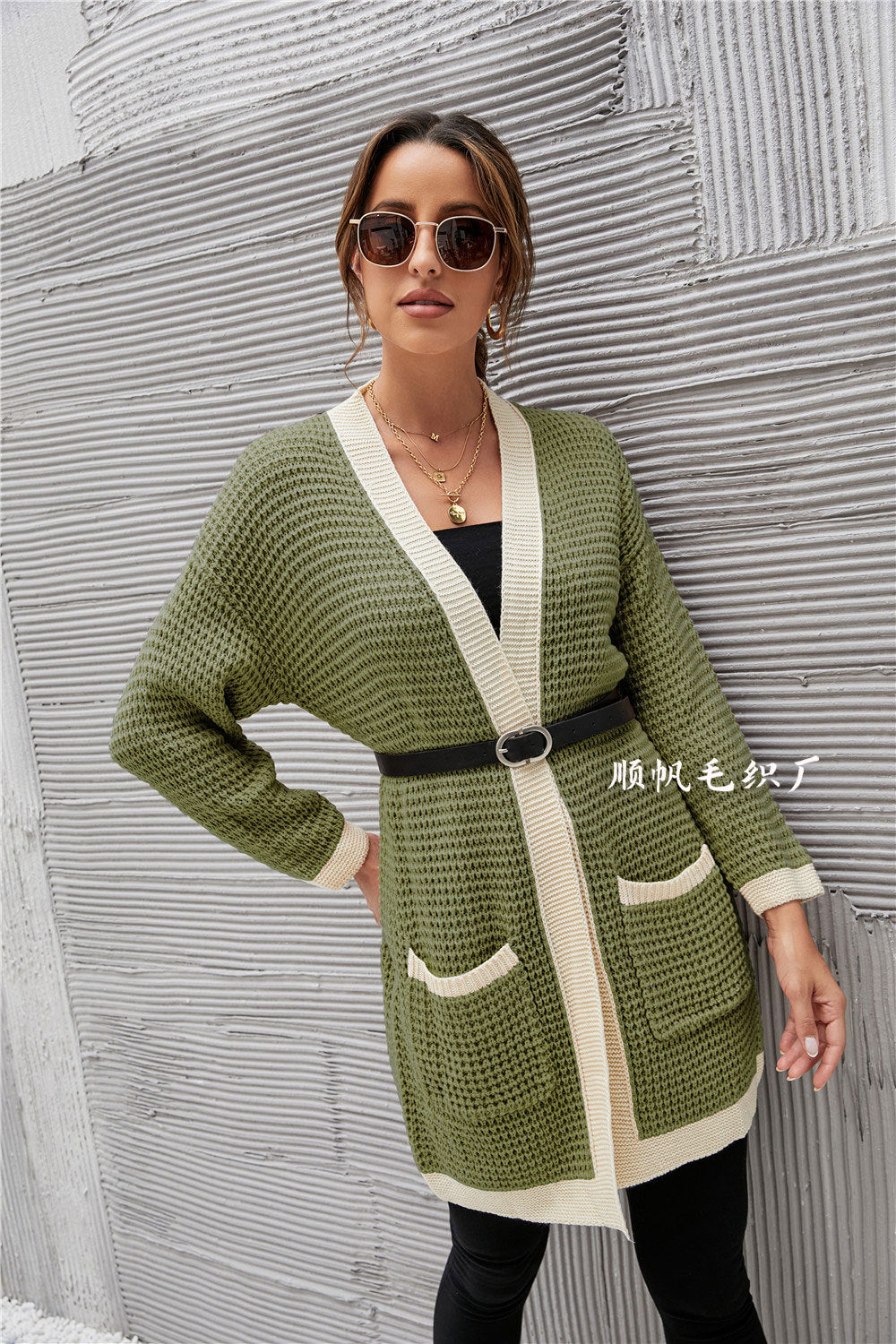 Casual Knitting Long Sleeves Women Overcoat-Shirts & Tops-Green-S-Free Shipping Leatheretro