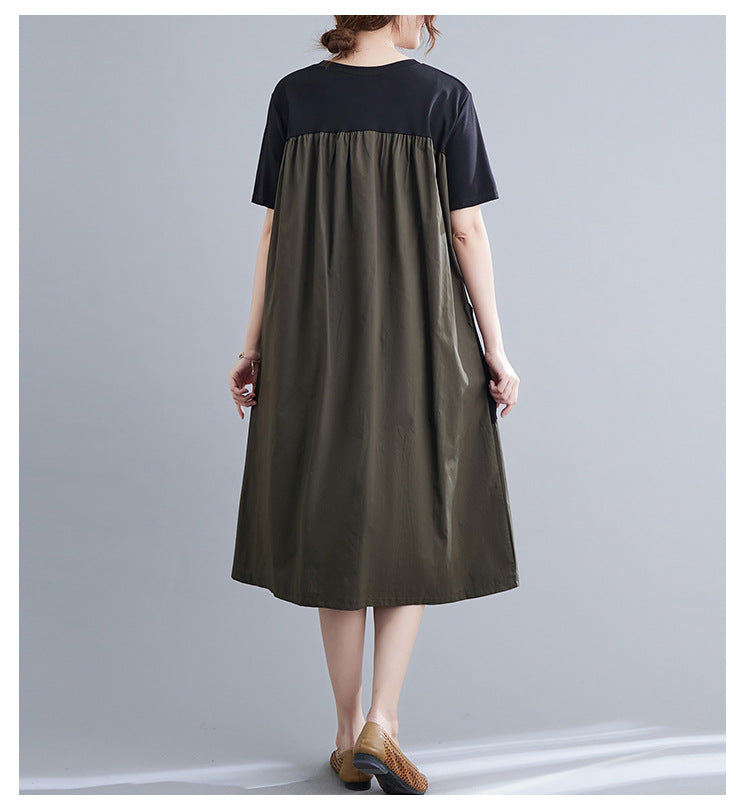 Vintage Short Sleeves Women Midi Dresses-Dresses-Khaki-One Size-Free Shipping Leatheretro