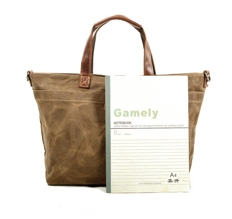 Vintage Waxed Canvas Tote Handbags for Women 9706-Handbags-Khaki-Free Shipping Leatheretro