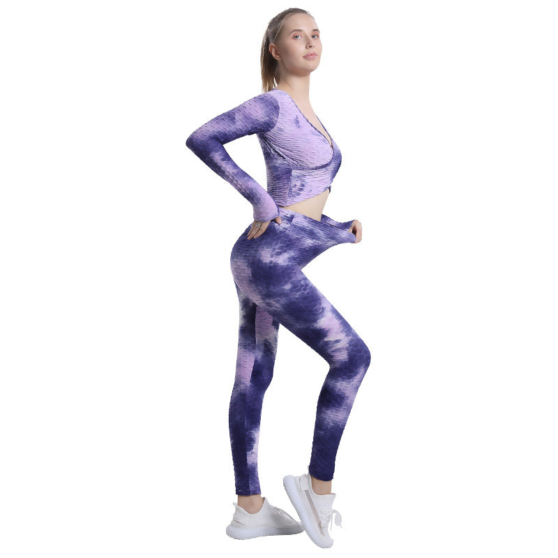 Sexy Dyed Yoga Gym Outfits for Women-Activewear-Purple-S-Free Shipping Leatheretro