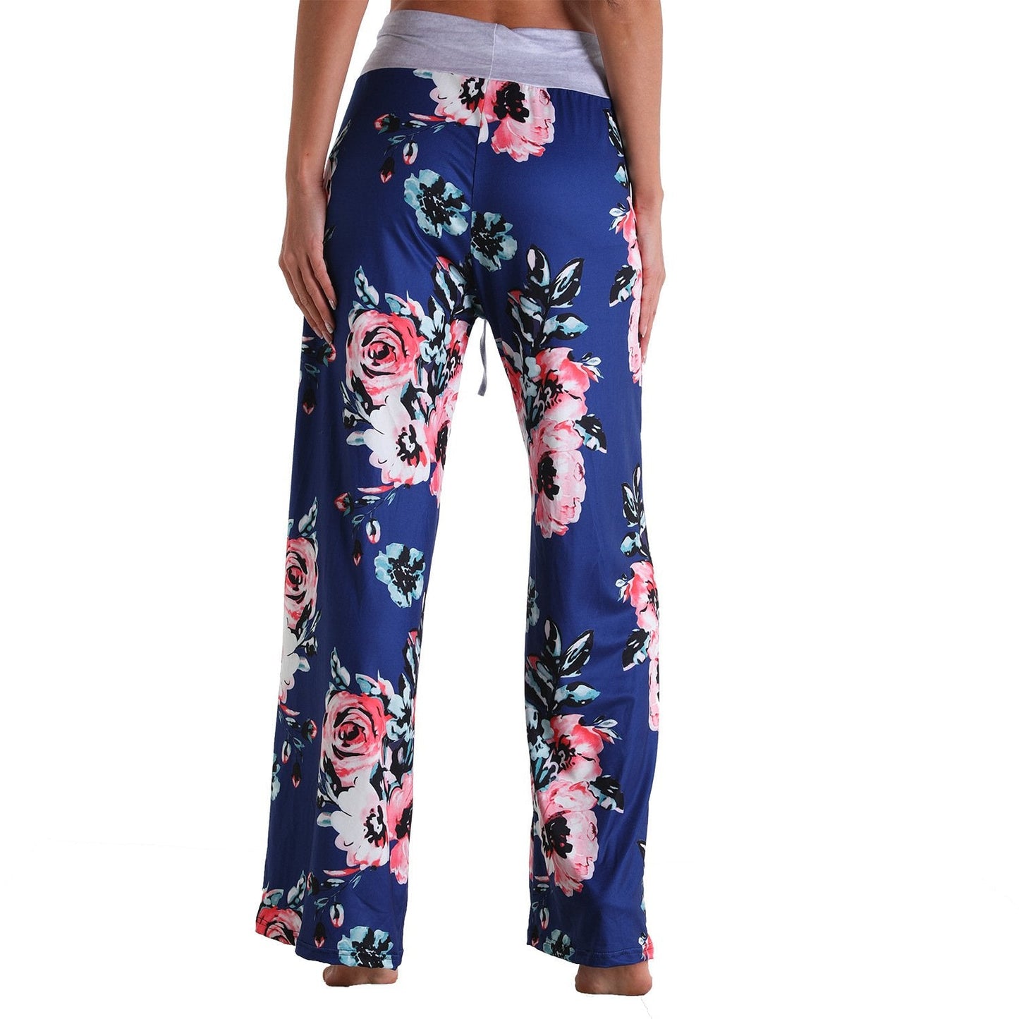 Casual Floral Print Women High Waist Trousers for Homewear-Pajamas-2011-S-Free Shipping Leatheretro