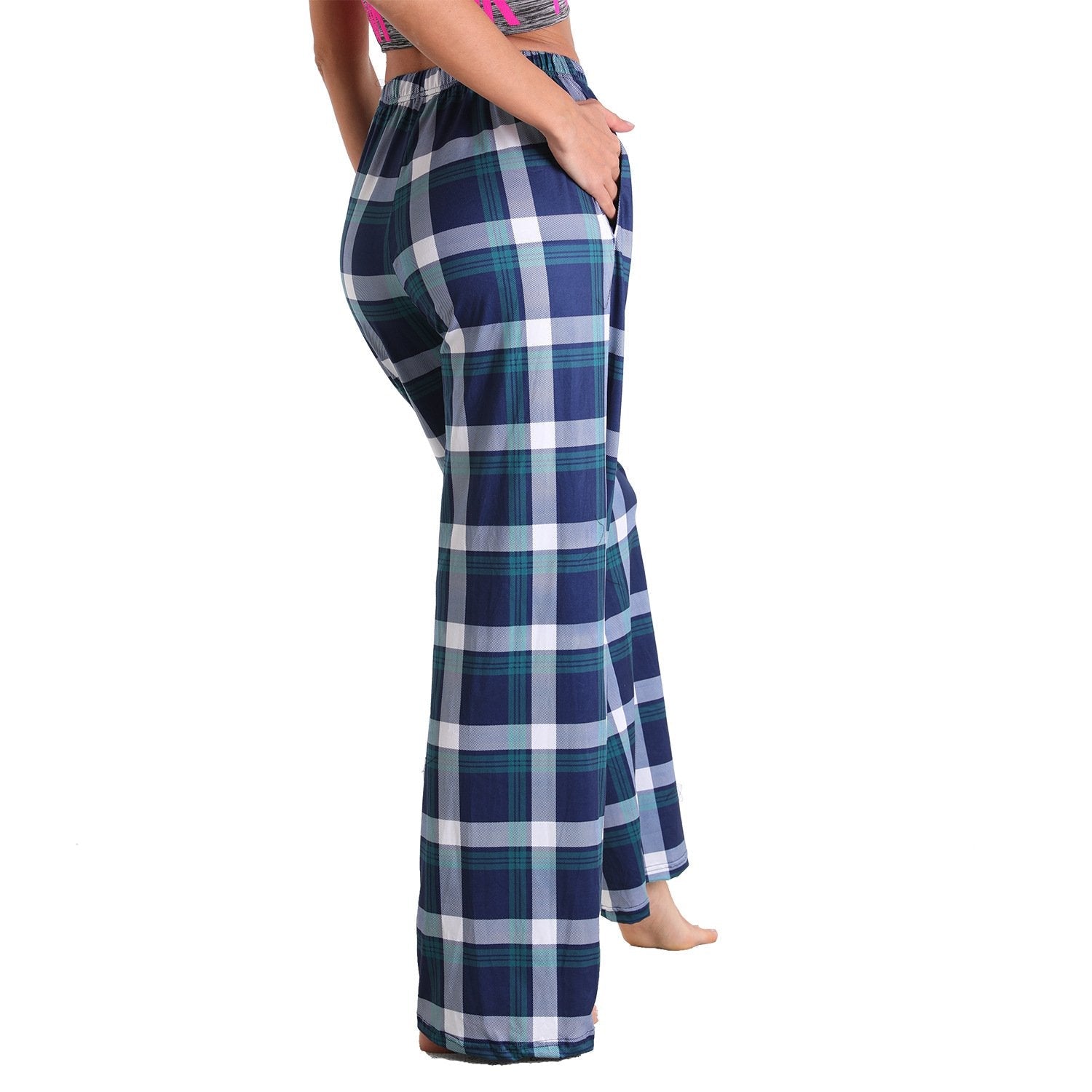 Causal Plaid Women Pajamas Pants Elastic Cord-Pajamas-3011-S-Free Shipping Leatheretro