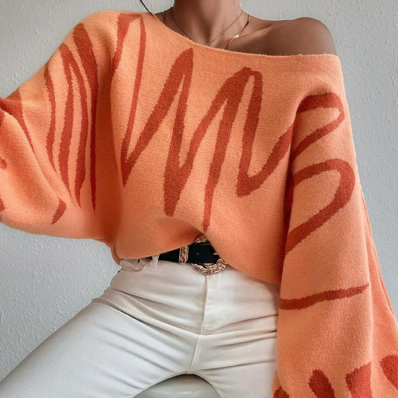 Designed Women Loose Knitted Sweaters-Shirts & Tops-Orange-S-Free Shipping Leatheretro