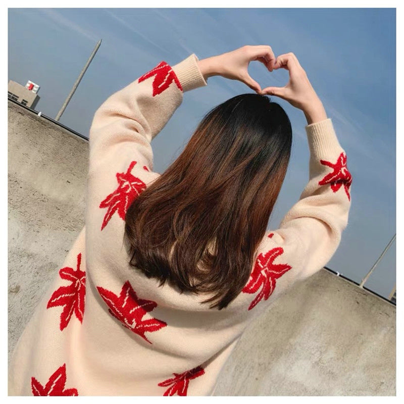 Casual Women Winter Knitted Pullover Sweaters-Shirts & Tops-Red-One Size-Free Shipping Leatheretro