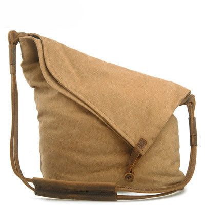 Vintage Women Crossbody Leather Canvas Bags-Leather Canvas Bag-Khaki-Free Shipping Leatheretro
