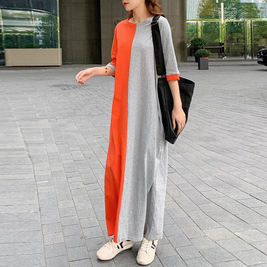 Super Plus Sizes Loose Long Maxi Dresses-Cozy Dresses-Orange-M-Free Shipping Leatheretro