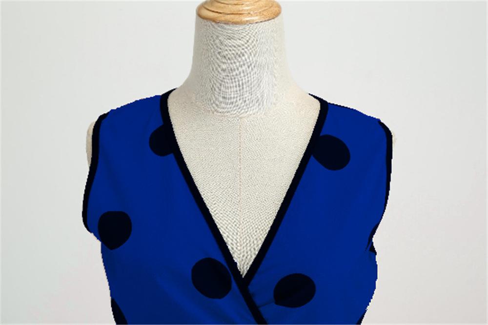 Casual Sleeveless Dot Print Vintage Dresses-Vintage Dresses-Yellow-S-Free Shipping Leatheretro