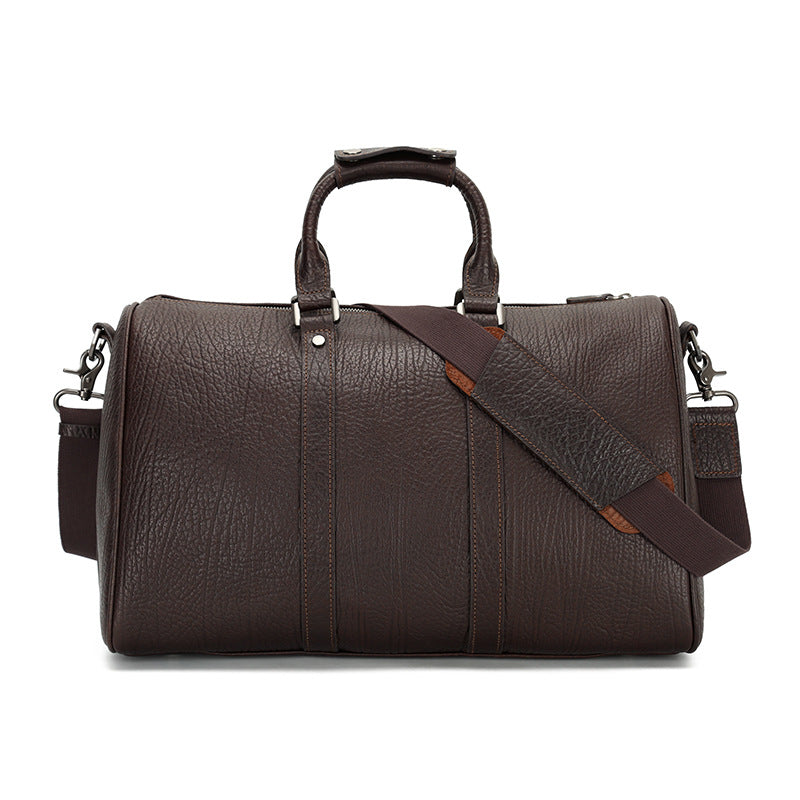Vintage Cowhide Leather Weekend Bags for Traveling P0092-Black-Free Shipping Leatheretro