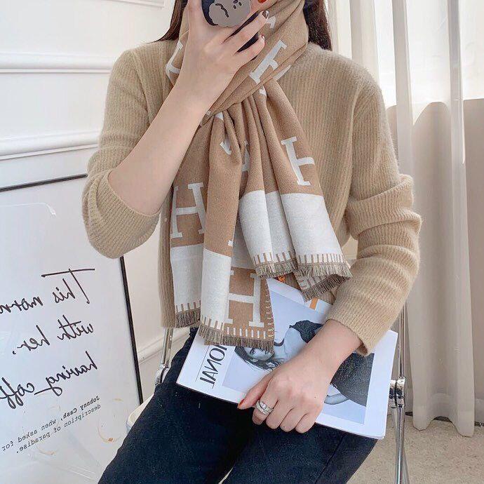 H Letter Winter Scarves-Scarves & Shawls-khaki-180*65 cm-Free Shipping Leatheretro