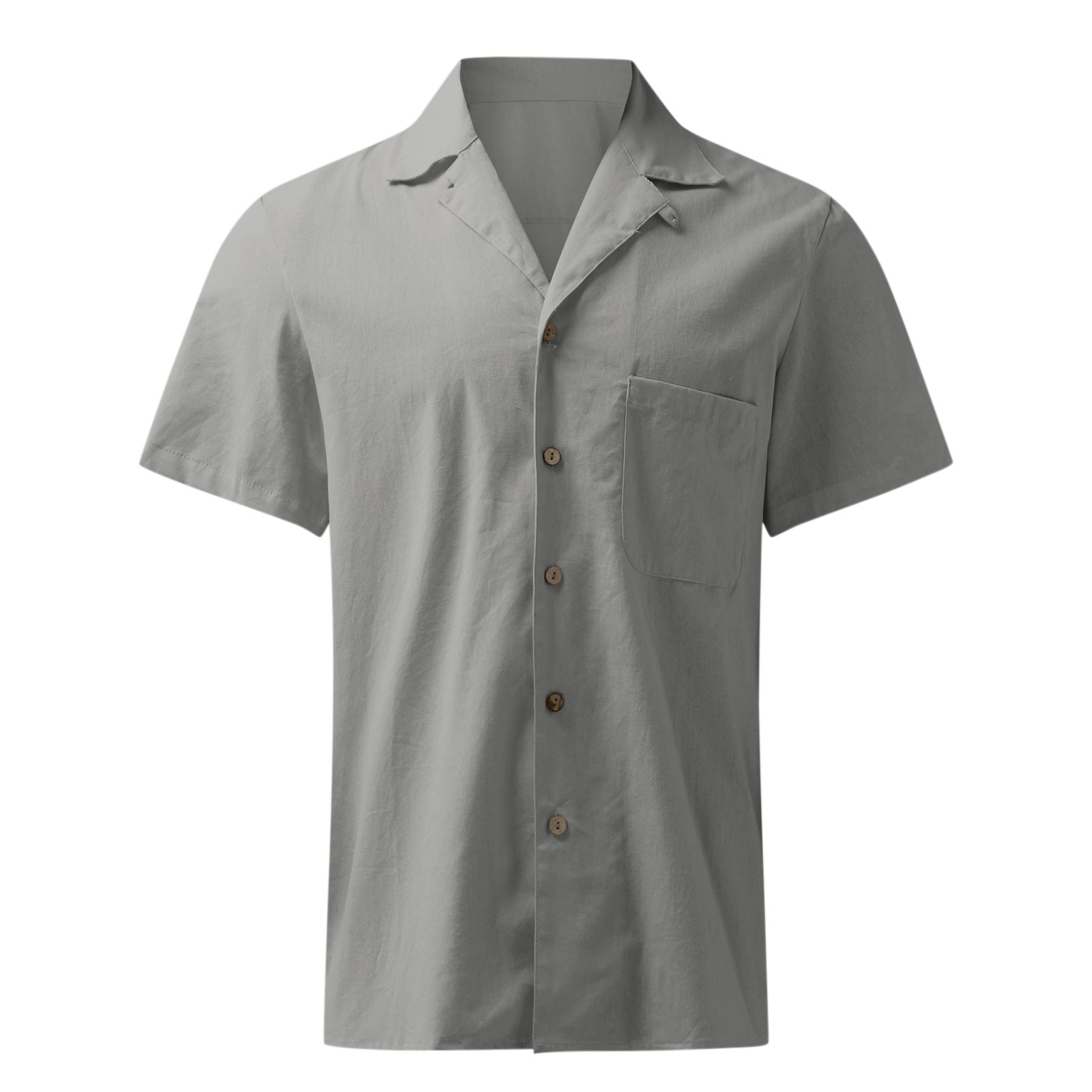 Casual Linen Short Sleeves Shirts for Men-Shirts & Tops-Gray-S-Free Shipping Leatheretro