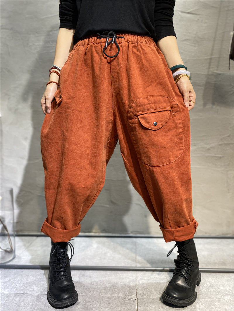 Casual Literary Fall Harem Long Pants-Pants-Orange-One Size-Free Shipping Leatheretro