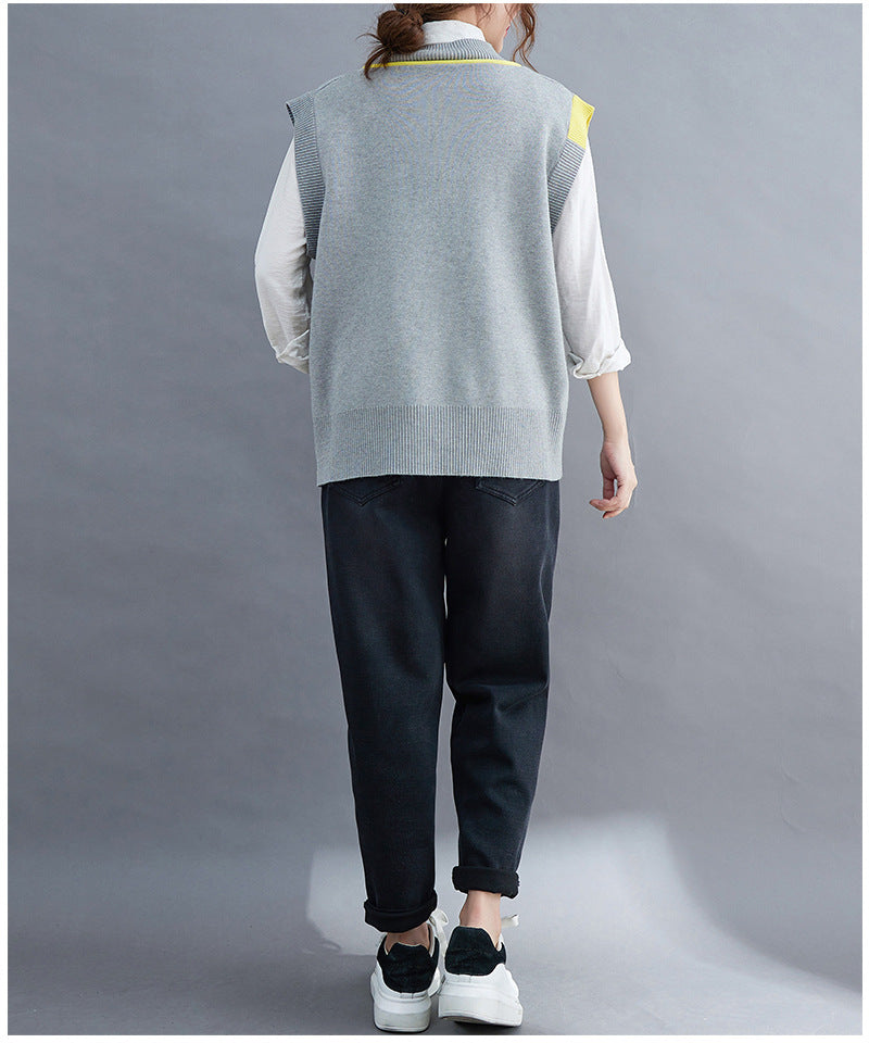 Plus Sizes Knitting Vest for Women & Men-Vests-Black-One Size-Free Shipping Leatheretro